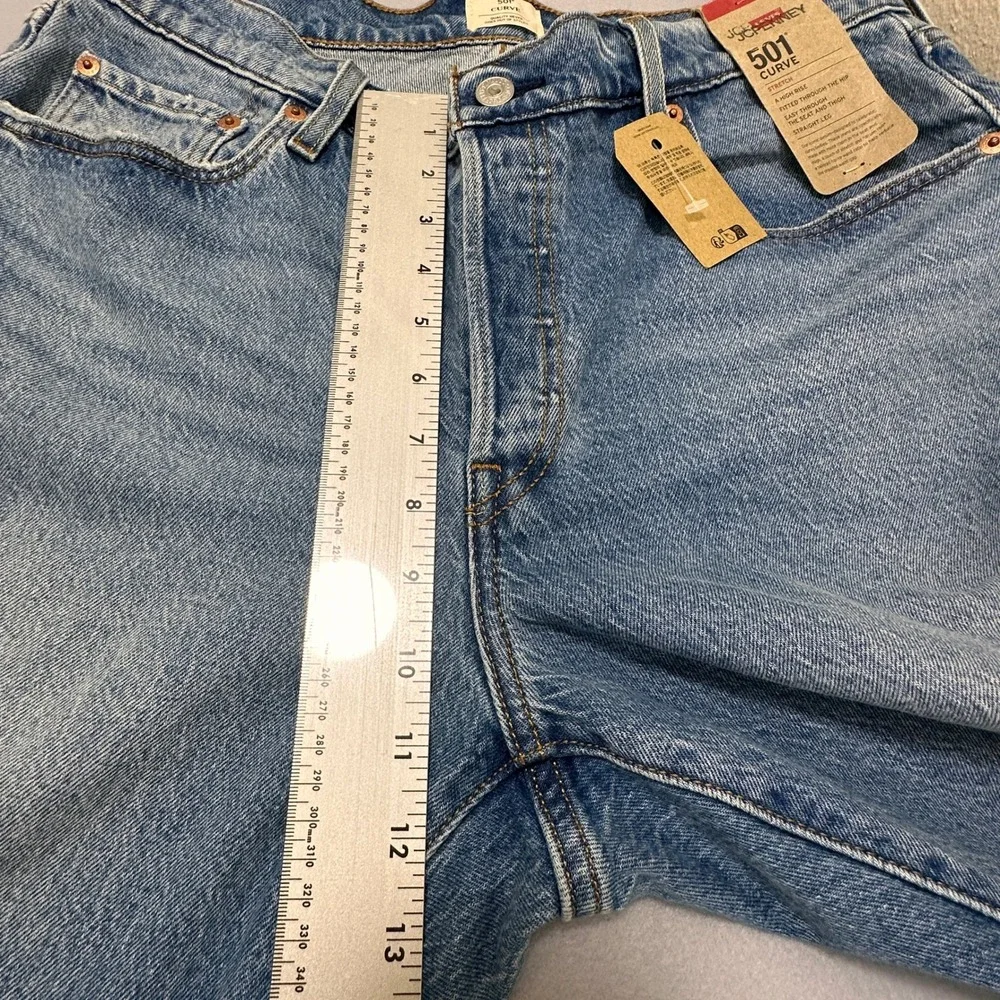 Levis 501 Curve Straight Leg Jeans Womens 32 Blue NEW High Rise‎ Stretch Denim